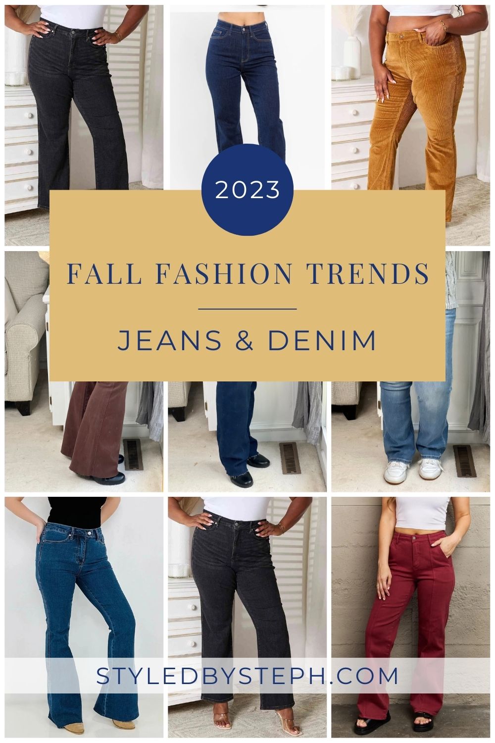 Fall Fashion Trends Jeans Denim 2023 Styled by Steph Online Boutique Granger, IN