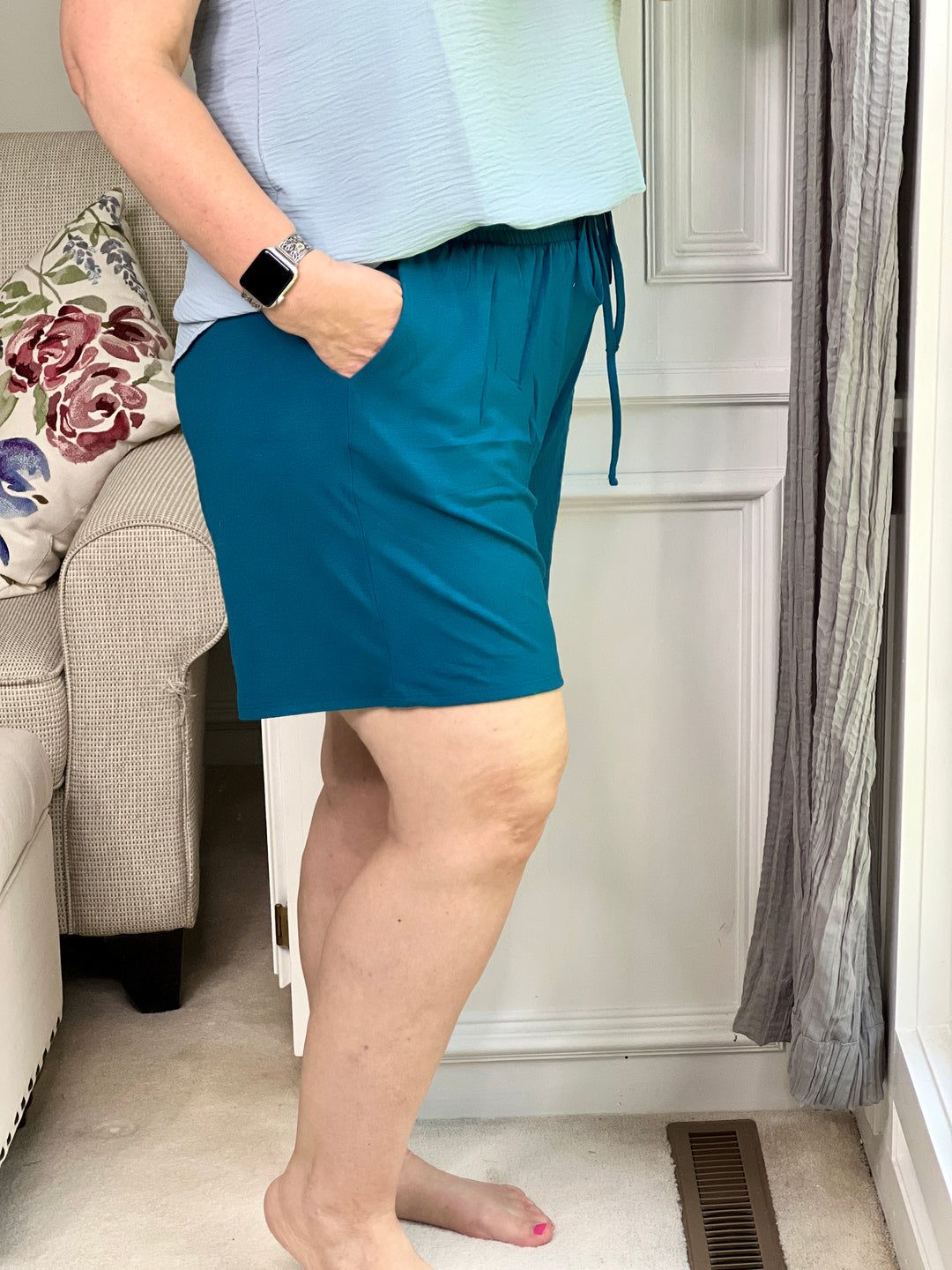 Soft French Terry Shorts with Pockets in Teal-shorts-Zenana-Styled by Steph-Women's Fashion Clothing Boutique, Indiana