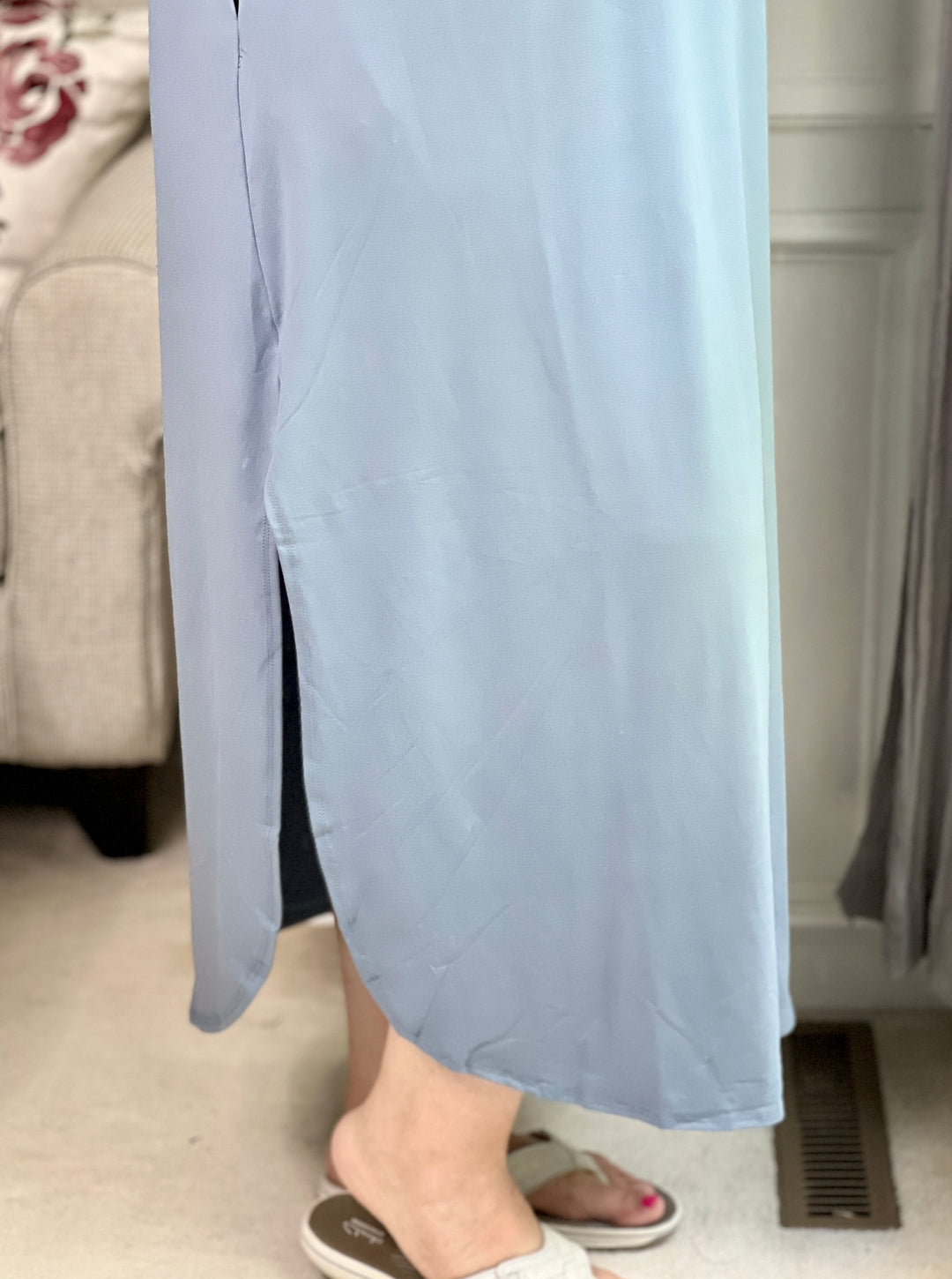 Dusty Blue V-Neck Maxi Dress with Pockets-dress-Zenana-Styled by Steph-Women's Fashion Clothing Boutique, Indiana