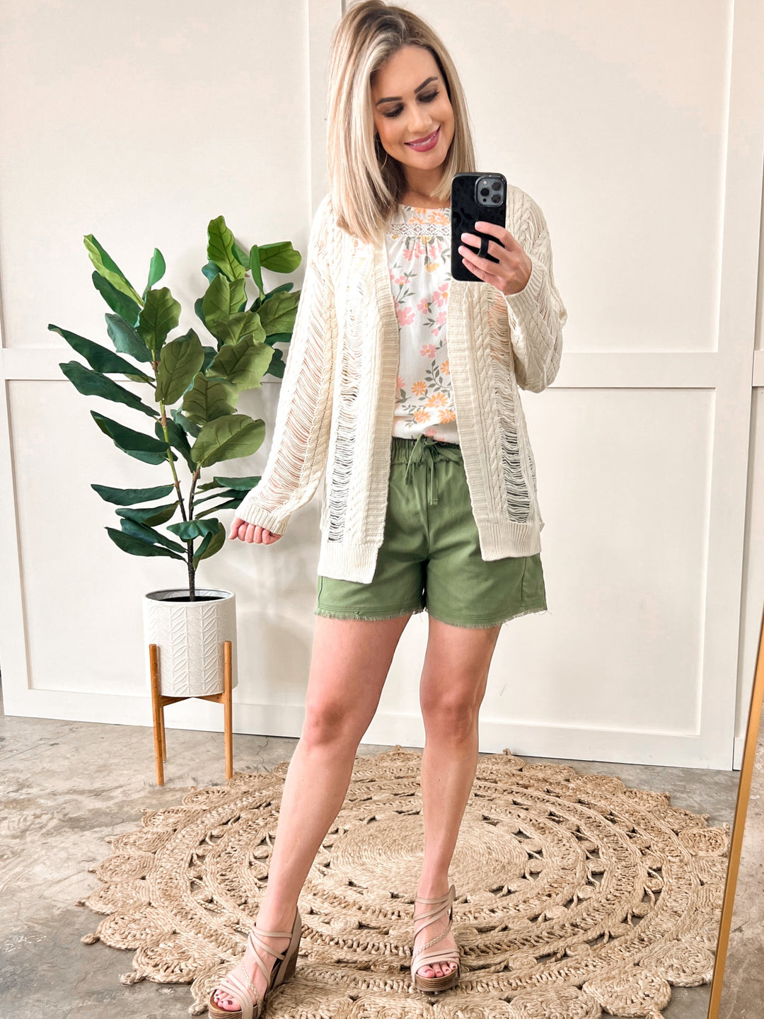 Summer Blend Drawstring Shorts In Olive-shorts-Styled by Steph-Styled by Steph-Women's Fashion Clothing Boutique, Indiana