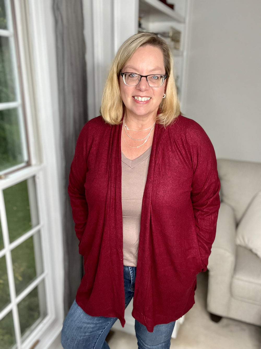 Oversized Hacci Cardigan with On-Seam Pockets-cardigan-American Boutique Drop Ship-Styled by Steph-Women's Fashion Clothing Boutique, Indiana