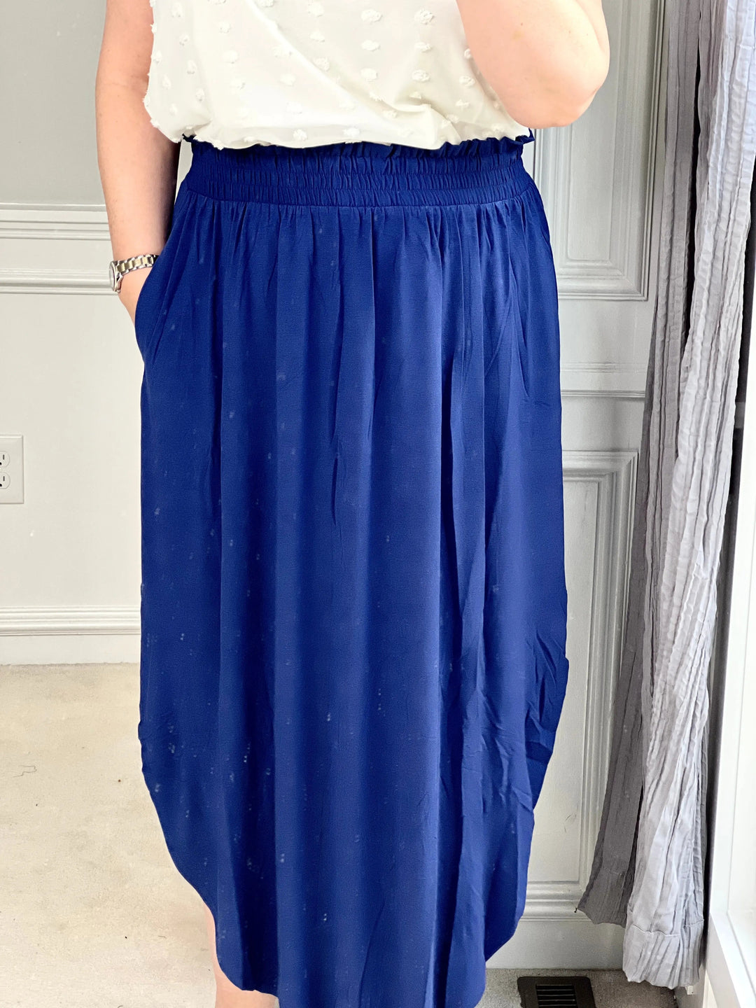 Smocked Waist Maxi Skirt with Side Slits and Pockets (3 colors)-Skirts-Sample-Styled by Steph-Women's Fashion Clothing Boutique, Indiana