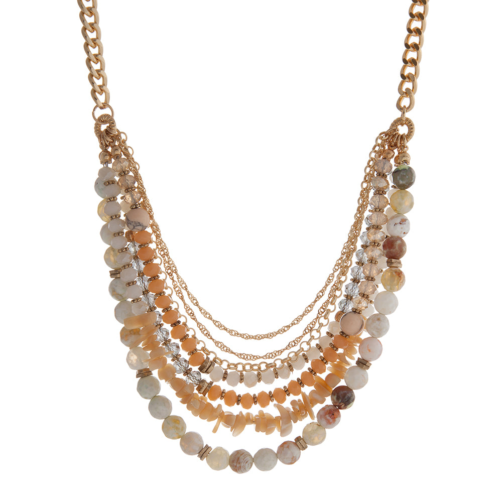 Gold & Ivory Bead Layered Necklace-jewelry-Judson-Styled by Steph-Women's Fashion Clothing Boutique, Indiana
