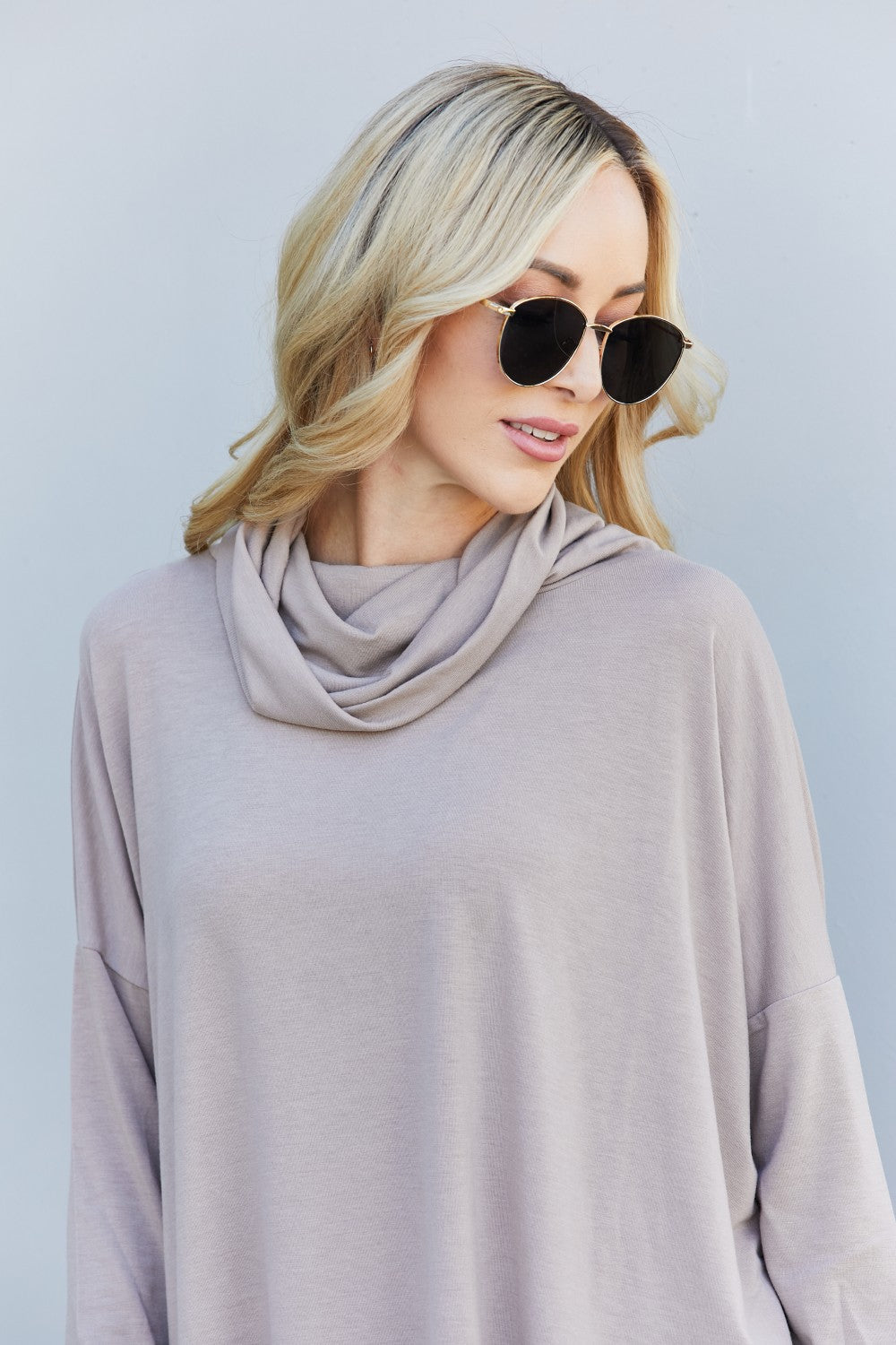 Cowl Neck Tunic in Ash Mocha-tunic-Trendsi-Styled by Steph-Women's Fashion Clothing Boutique, Indiana