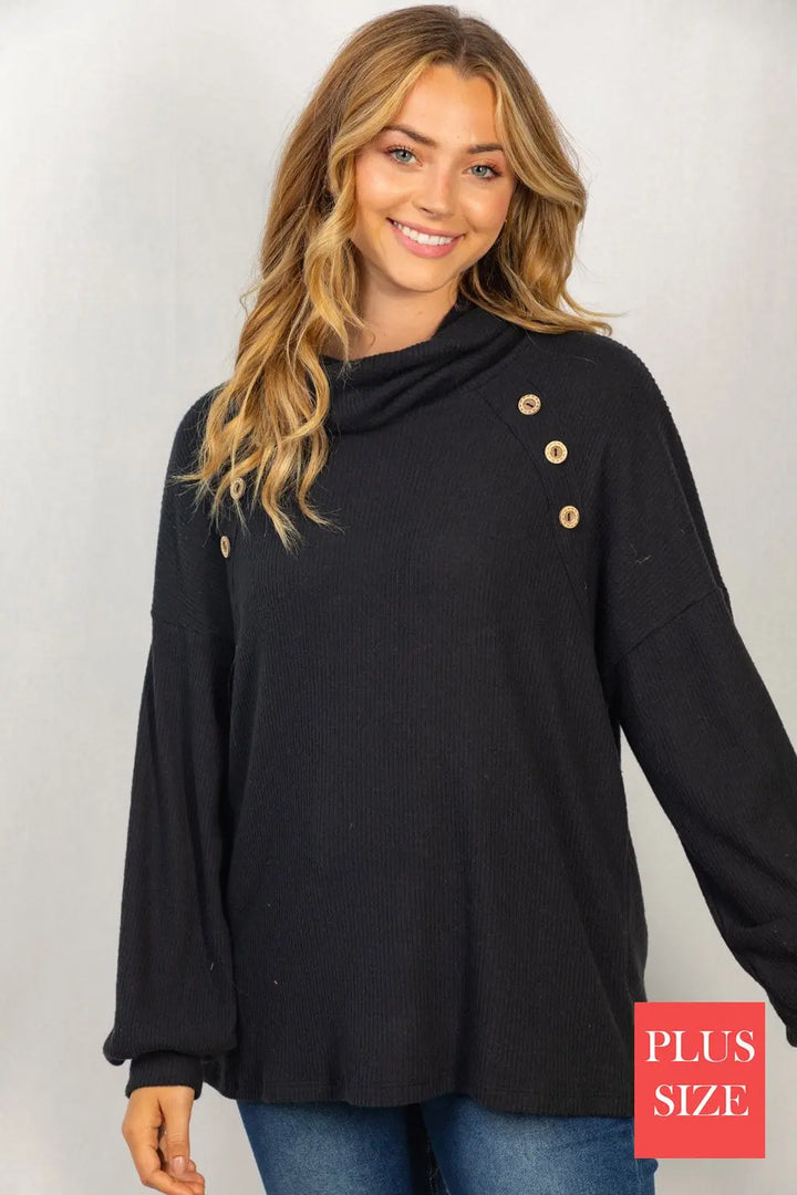 Black Sweater with Wood Buttons-sweater-White Birch-Styled by Steph-Women's Fashion Clothing Boutique, Indiana
