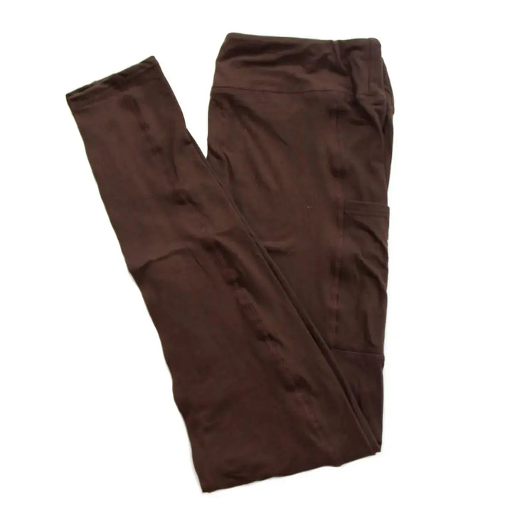 Buttery-Soft Solid Brown Pocket Leggings-leggings-Whimsies-Styled by Steph-Women's Fashion Clothing Boutique, Indiana