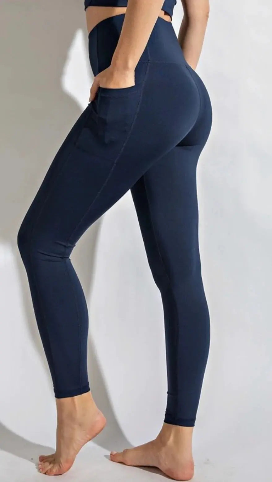 Buttery-Soft Solid Navy Pocket Leggings-leggings-Whimsies-Styled by Steph-Women's Fashion Clothing Boutique, Indiana
