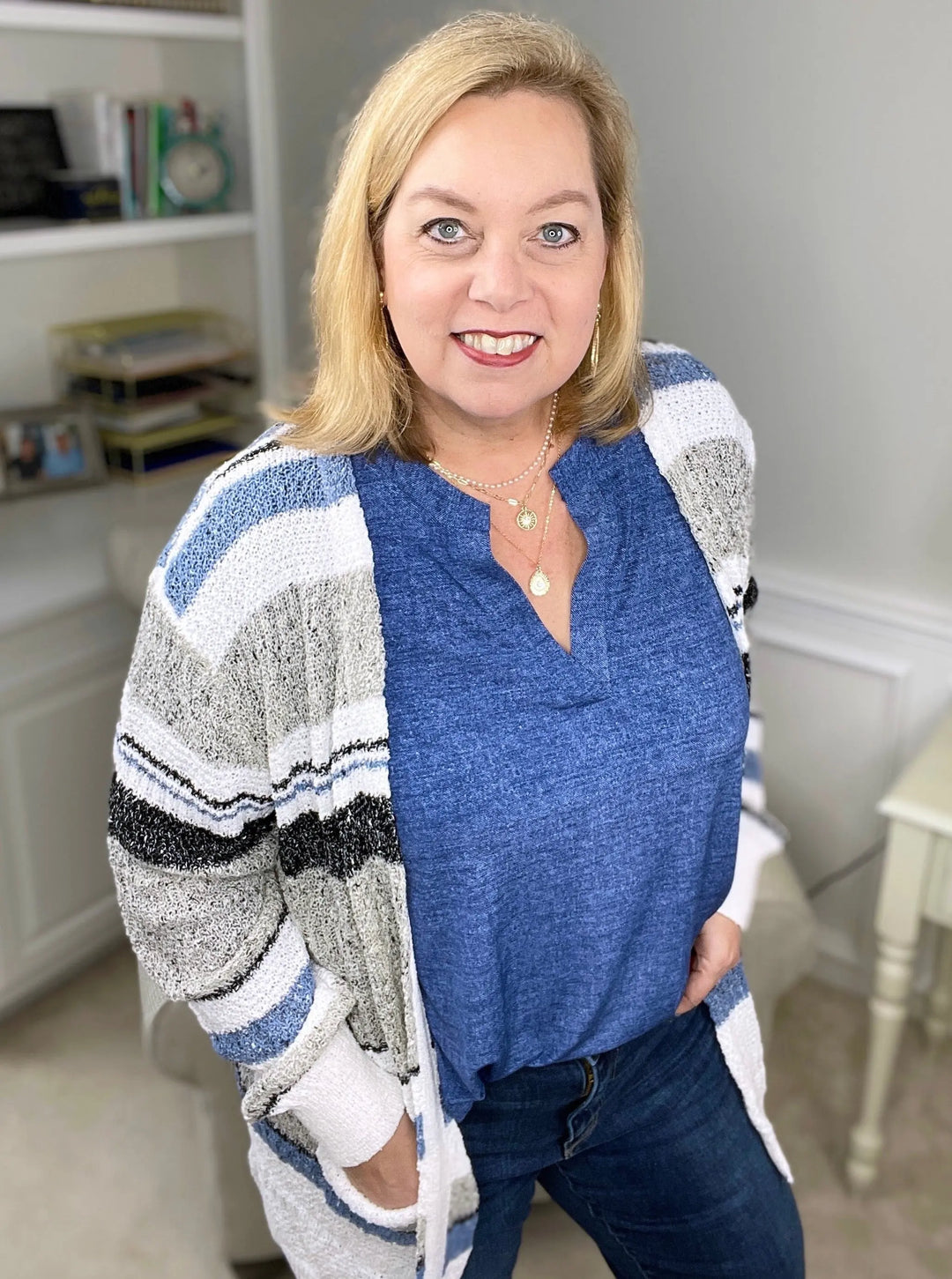 Denim Blue Gabby Blouse-long sleeve top-Sew in Love-Styled by Steph-Women's Fashion Clothing Boutique, Indiana
