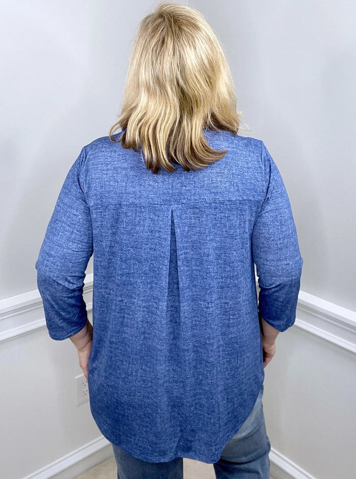 Denim Blue Gabby Blouse-long sleeve top-Sew in Love-Styled by Steph-Women's Fashion Clothing Boutique, Indiana