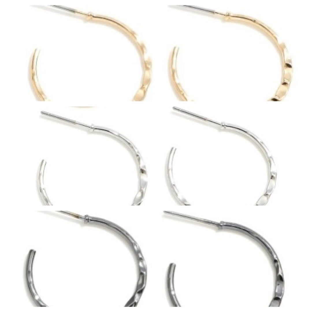 Gold, Silver, & Charcoal Small Hammered Hoop Earrings-jewelry-Judson-Styled by Steph-Women's Fashion Clothing Boutique, Indiana