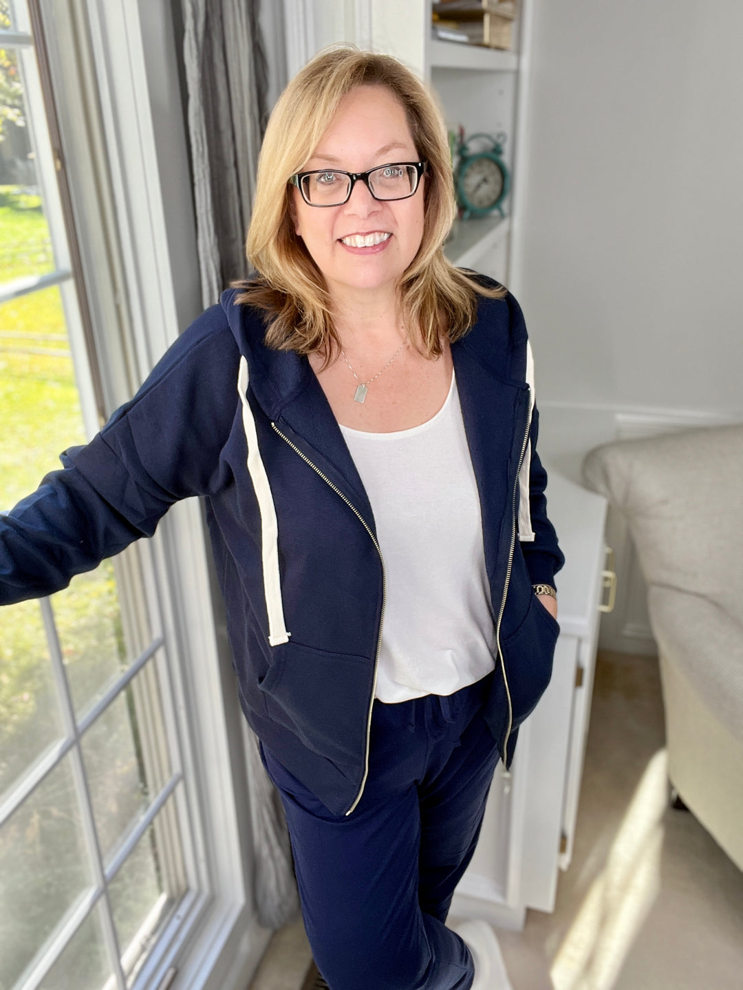 Navy Zip-Up Hoodie with Pockets-hoodie-Zenana-Styled by Steph-Women's Fashion Clothing Boutique, Indiana