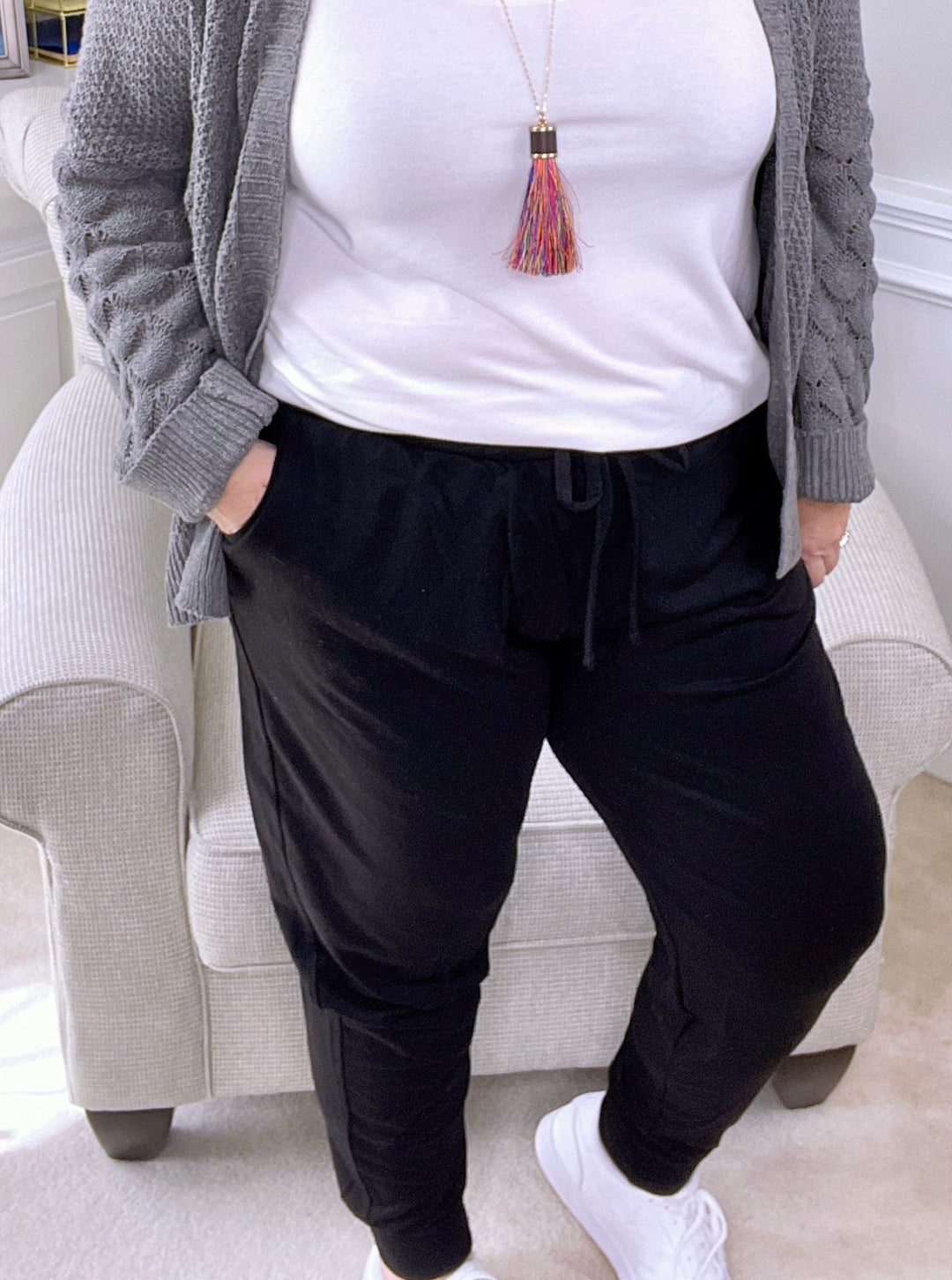 Soft French Terry Joggers with Pockets - Black-joggers-Zenana-Styled by Steph-Women's Fashion Clothing Boutique, Indiana