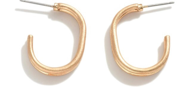 Brushed Gold & Brushed Silver Small Oval Hoop Earrings-jewelry-Judson-Styled by Steph-Women's Fashion Clothing Boutique, Indiana