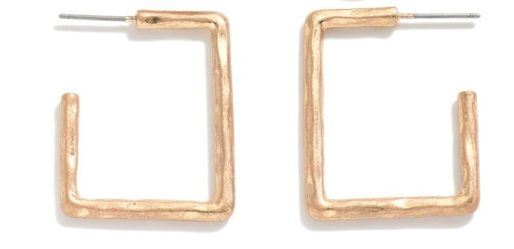 Brushed Gold & Brushed Silver Small Rectangular Hoop Earrings-jewelry-Judson-Styled by Steph-Women's Fashion Clothing Boutique, Indiana