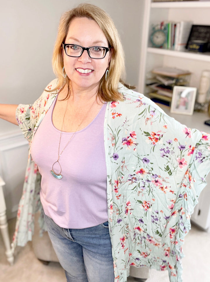 Mint Floral Kimono-layer-Haptics-Styled by Steph-Women's Fashion Clothing Boutique, Indiana
