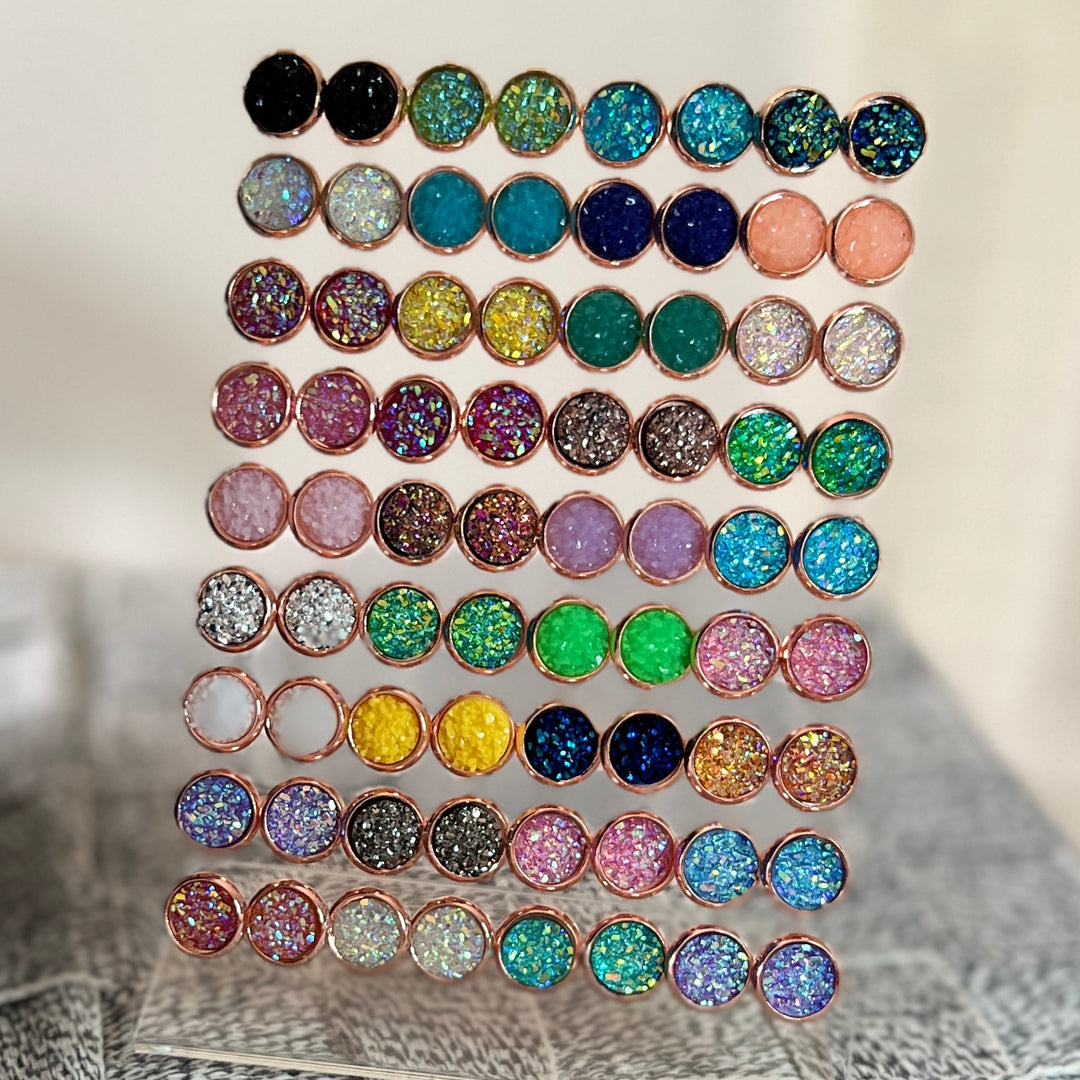 8mm Druzy Stud Earrings (many colors)-jewelry-All Up In The Hair-Styled by Steph-Women's Fashion Clothing Boutique, Indiana