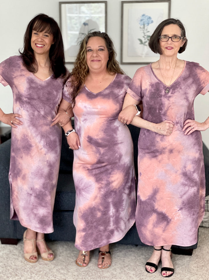 Purple & Coral Tie-Dye Midi Dress-dress-Chris & Carol-Styled by Steph-Women's Fashion Clothing Boutique, Indiana