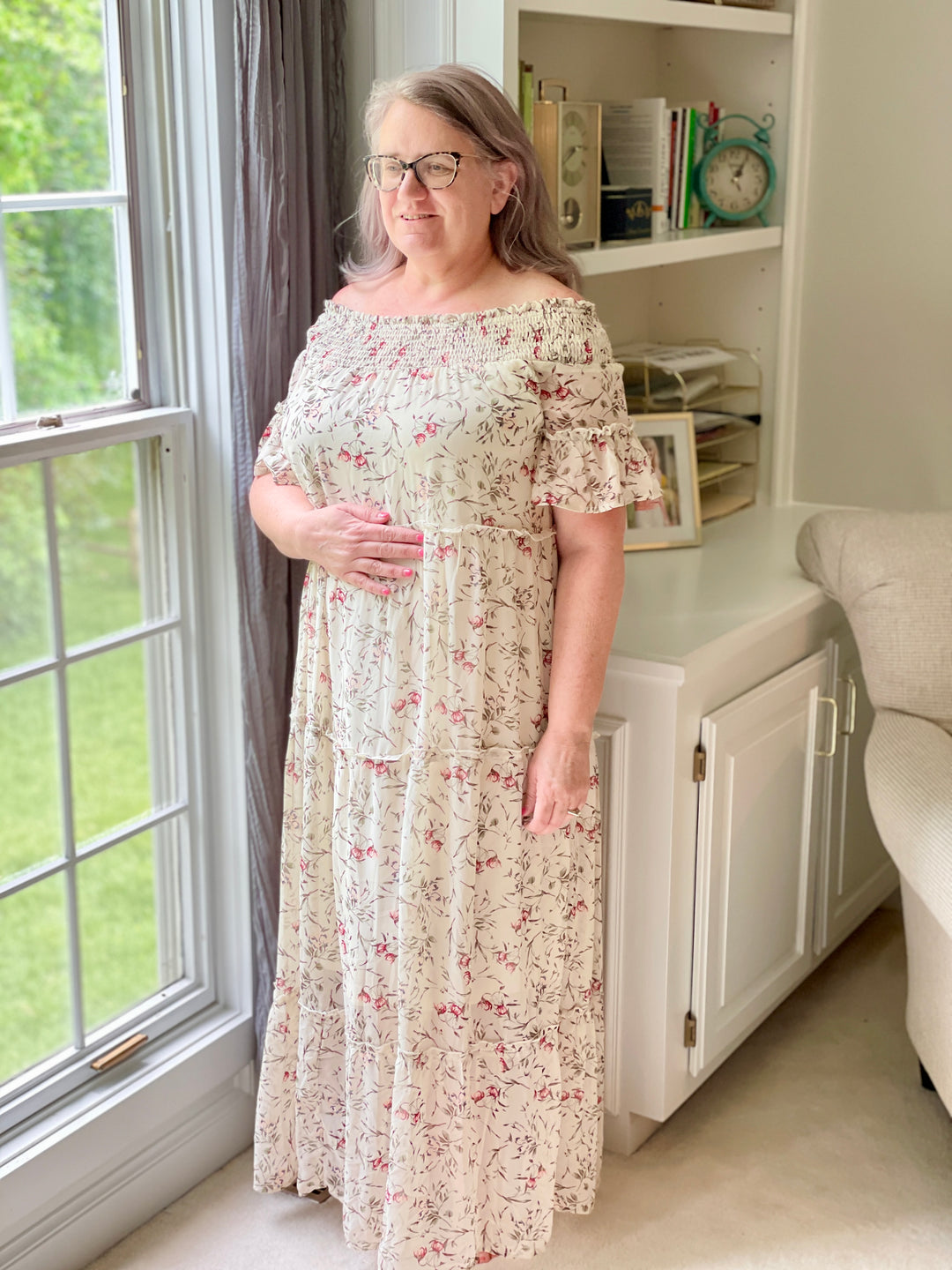 Floral Ivory Maxi Dress-dress-Gee Gee-Styled by Steph-Women's Fashion Clothing Boutique, Indiana