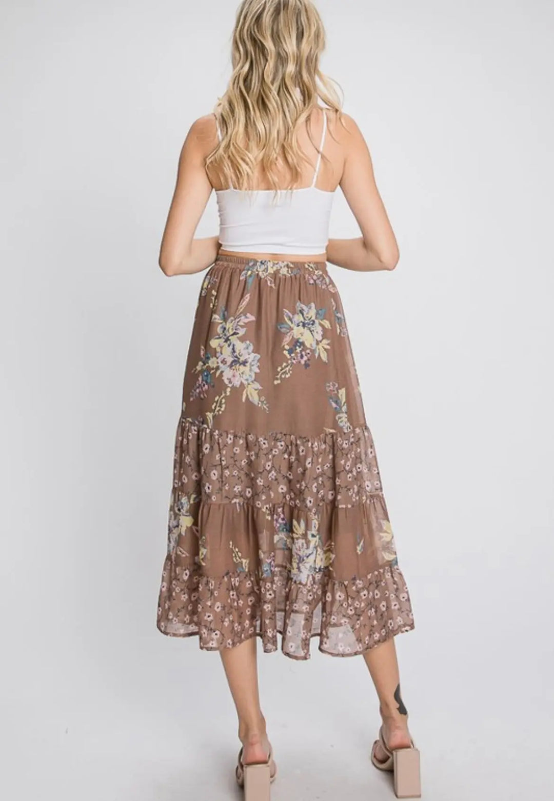 Mocha & Mauve Floral Skirt-skirt-Gee Gee-Styled by Steph-Women's Fashion Clothing Boutique, Indiana