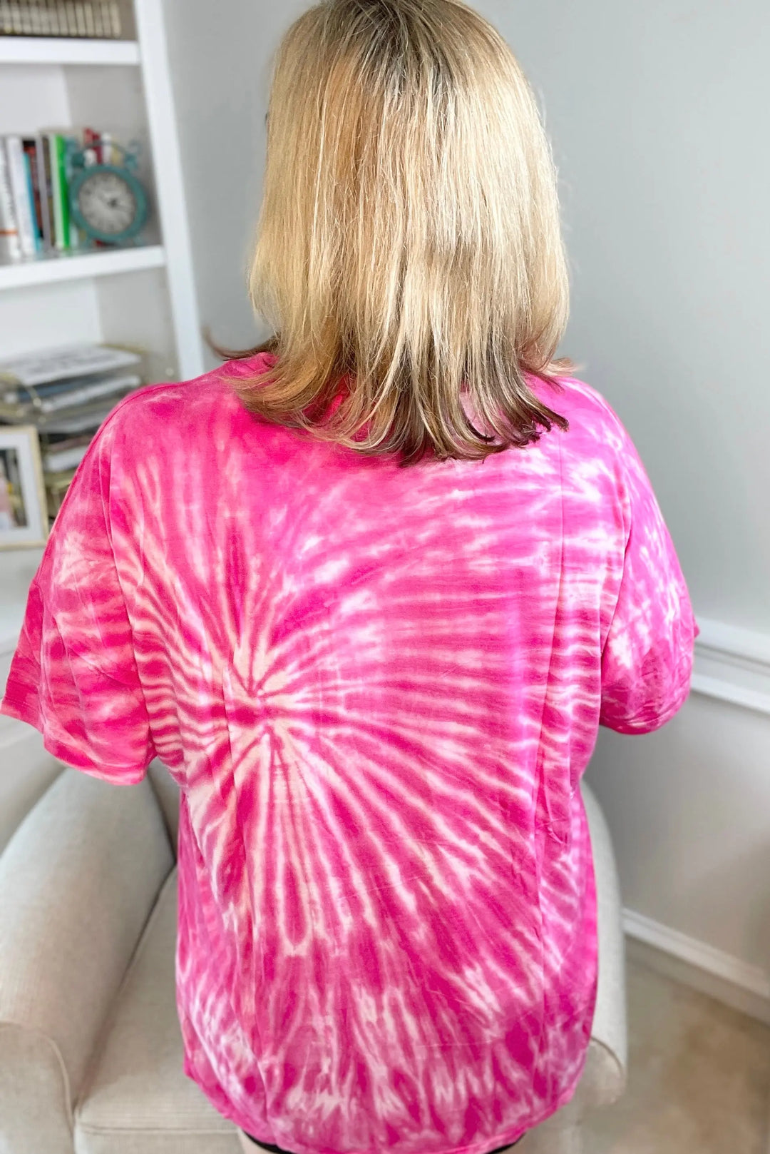 Oversized Hot Pink Tie-Dye Longline Top-short sleeve top-Zenana-Styled by Steph-Women's Fashion Clothing Boutique, Indiana