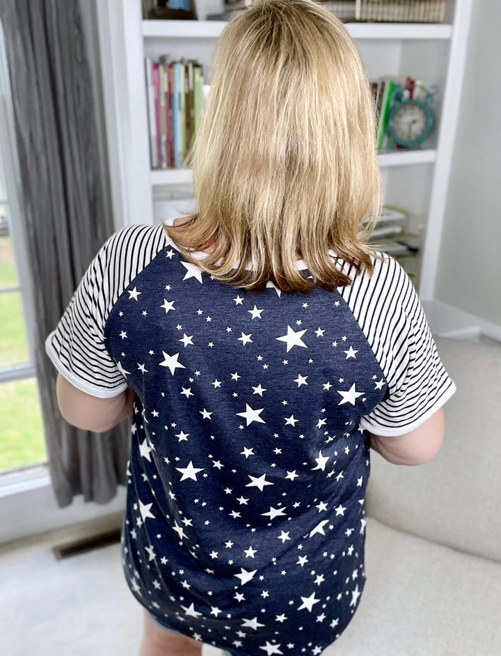 Seeing Stars Navy & White Short-Sleeve Top-short sleeve top-Gee Gee-Styled by Steph-Women's Fashion Clothing Boutique, Indiana
