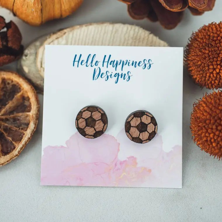 Soccer Ball Stud Earrings-jewelry-Hello Happiness-Styled by Steph-Women's Fashion Clothing Boutique, Indiana