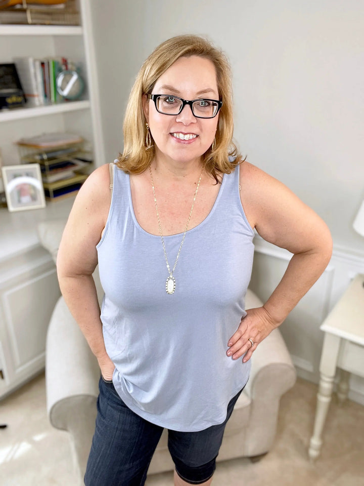The Perfect Tank Top - Light Blue-sleeveless top-Zenana-Styled by Steph-Women's Fashion Clothing Boutique, Indiana