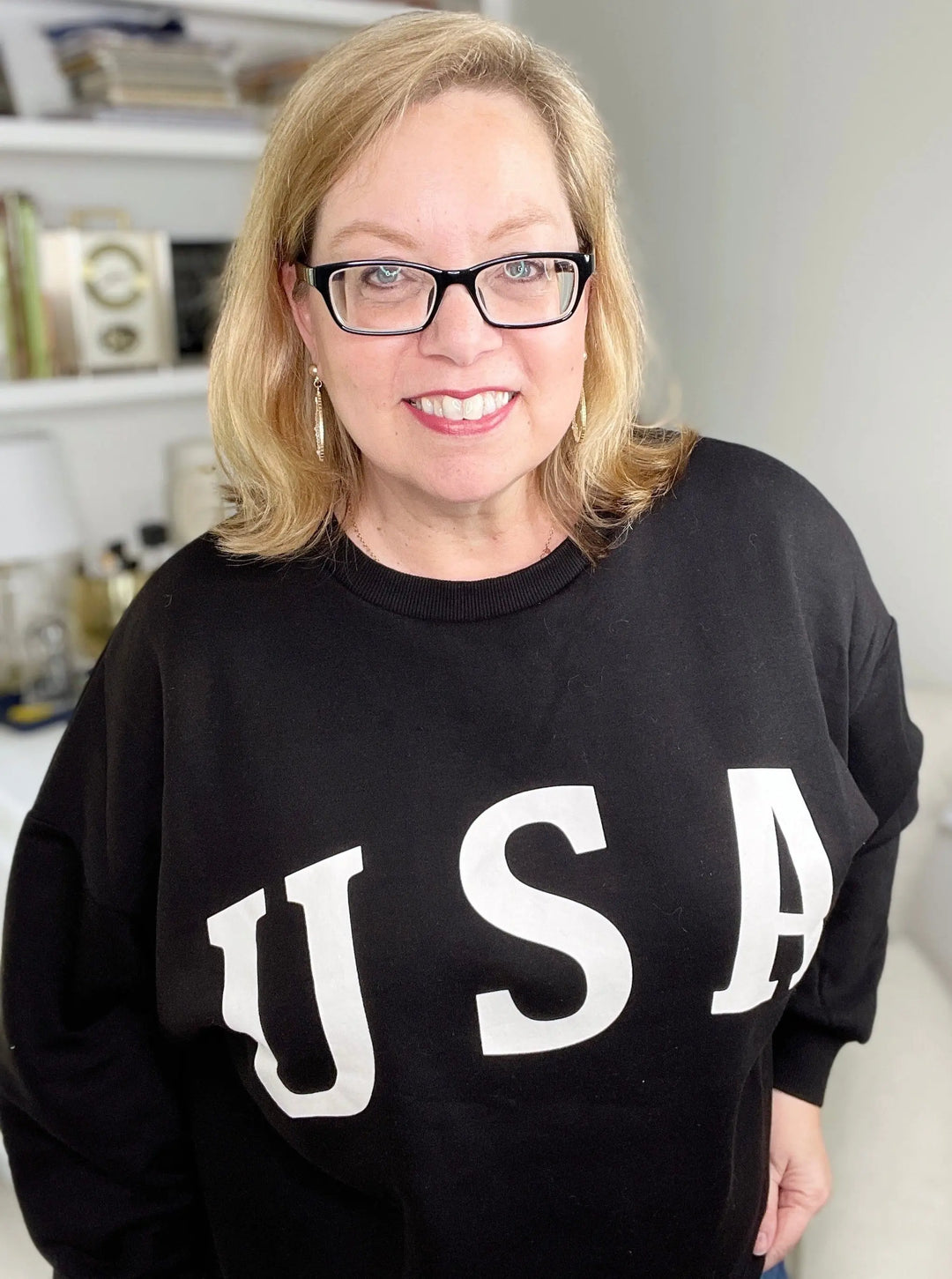 USA Relaxed Fit Black Sweatshirt-layer-Zenana-Styled by Steph-Women's Fashion Clothing Boutique, Indiana