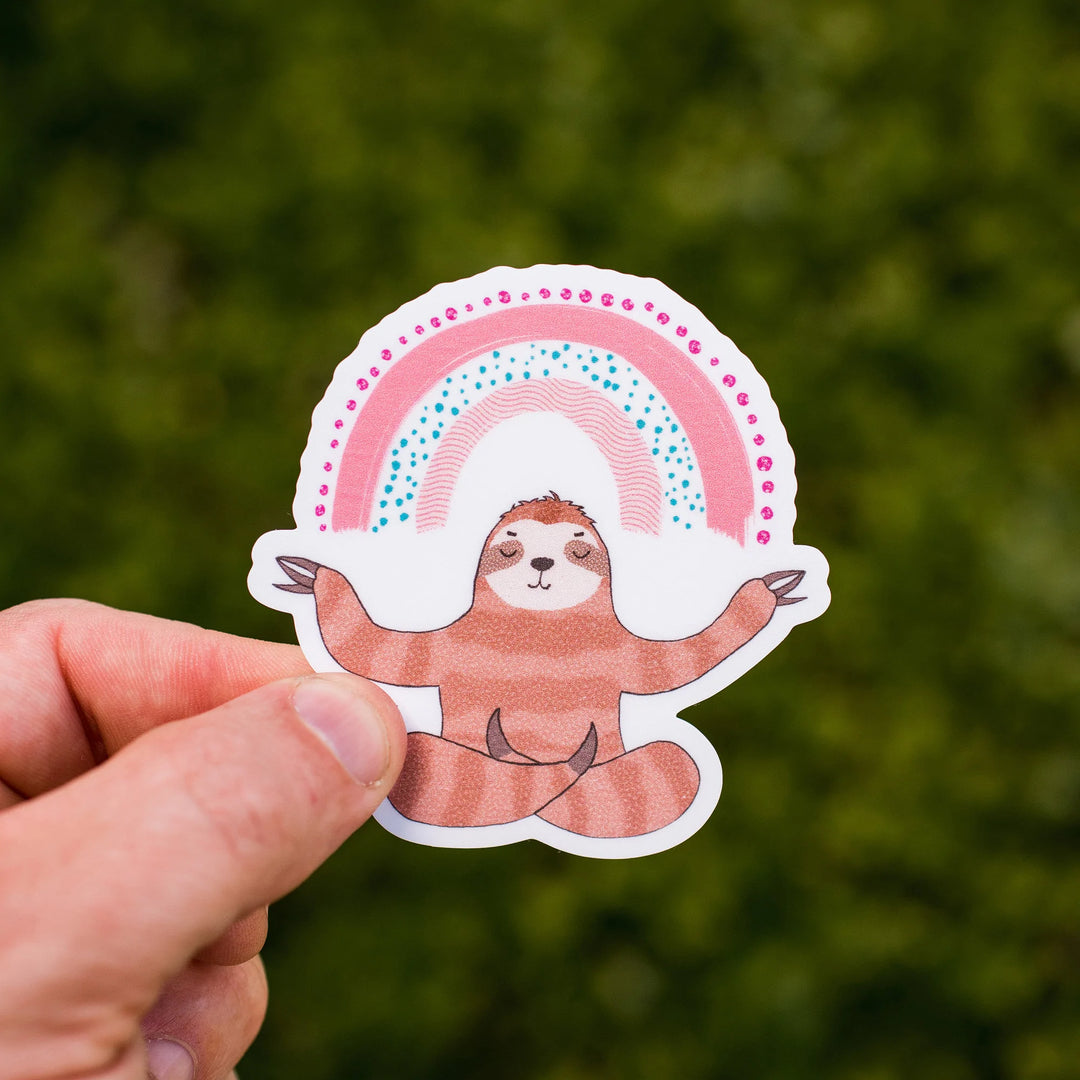 Meditating Sloth Waterproof Vinyl Sticker-sticker-Hello Happiness-Styled by Steph-Women's Fashion Clothing Boutique, Indiana